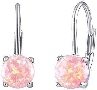 SILVEGO Damen Ohrringe aus 925 Sterling Silber mit synthetischem rosa Opal