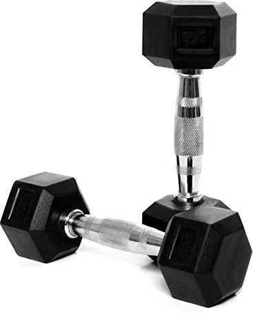 CorePowerPro Hexagon Hantel Set (2x3kg), Gummierte Kurzhanteln Set mit Verchromten Griff, Dumbbells für Gym, Studio und Zuhause, Strength Training Equipment Gewicht Set