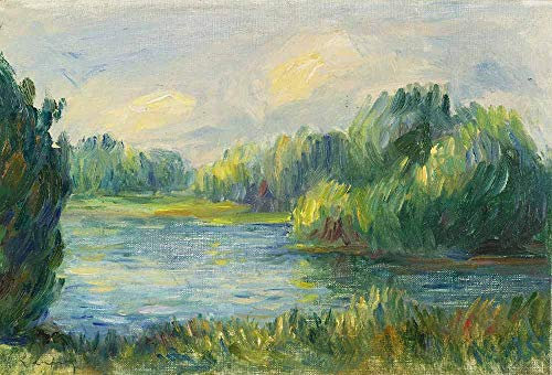 FAN C. Pierre-Auguste Renoir - Bord De Riviere Tableau Reproduction sur Toile Roulée 60X40 cm - Paysage Peintures Impressions pour Mur