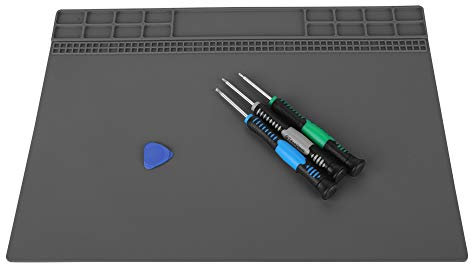 Lötmatte, 350MM * 250MM Magnetisches Silikon-Wärmeisolationspad 500 Hitzebeständige Wartungsmatte für die Elektronik zur Reparatur von Laptop-Uhren(Grau)