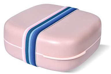 Hip Bento Box - Reusable & Portable Lunch Container - 1.3L / 44oz Capacity - Durable & Lightweight Lunchbox Set with Elastic Band and Plate - BPA Free & Recyclable - Dusty Pink