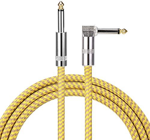 Sinextesis Cavo in Nylon per Chitarra Jack - Jack 90° Placcato in Rame - Per Chitarra Acustica, Elettrica, Basso e Amplificatore