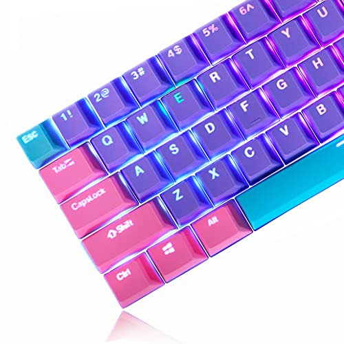 Ussixchare Backlit Keycaps 60 Percent for GK61 RK61 Anne pro Keyboard, 104 PBT Fullsize Keycaps Set for Ducky one 2 Mini 60% Mechanical Gaming Keyboard Gateron Kailh MX Switches (Violet)