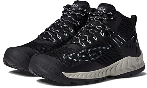 KEEN Women’s NXIS EVO Mid Height Waterproof Hiking Boots, Black/Blue Glass, 8 UK
