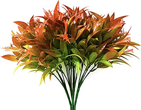 Zimjoy 4 Stück künstliche Pflanzen, Gras, in Form Einer Trompete, Blumen, künstliche Sträucher für Dekoration, Außenbereich, Innenbereich, Garten, Haus, Büro, Hochzeit, Balkon