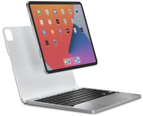Brydge 11 MAX+ Wireless Keyboard Case with Multi-Touch Trackpad for iPad Pro 11-inch (1st, 2nd & 3rd Gen) and iPad Air (4th Gen), Integrated Magnetic SnapFit Case Silver Keyboard White Case