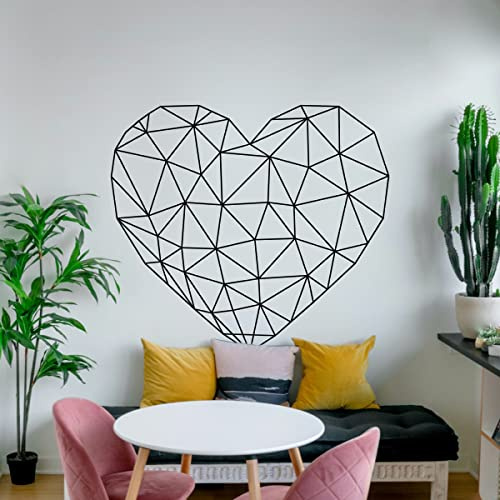GRAVURZEILE Wandtattoo - Herz Design - Wandtattoo mit Gitterherz für Wohnung - Geometrisches Design in Gitteroptik - Selbstklebend - Konturschnitt ohne Ränder – Größe ca. 62 x 69 cm