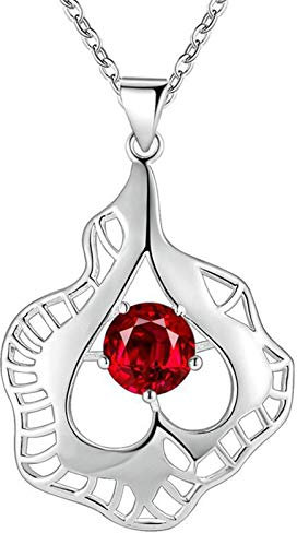 Banemi Gravur Kette, Halskette Frauen Weißvergoldeter Sockel Rot Hohles Herz Zirkonia Geschenke Freundin Ehefrau Mutter Tochter
