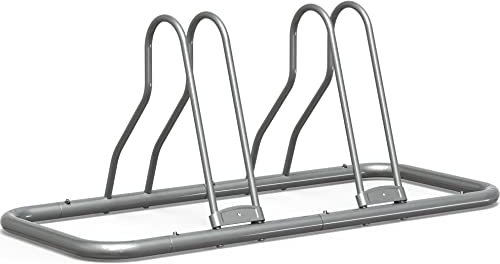 Simple Houseware Verstellbarer Bodenregal für 2 Fahrräder, für Garage, Silber