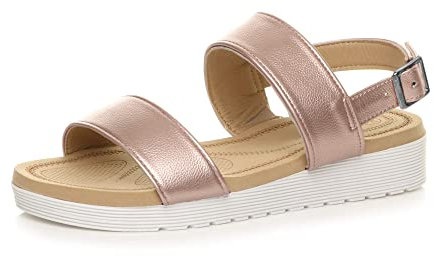 AJVANI Womens ladies low wedge heel slingback buckle strappy flatform sandals size 7 40