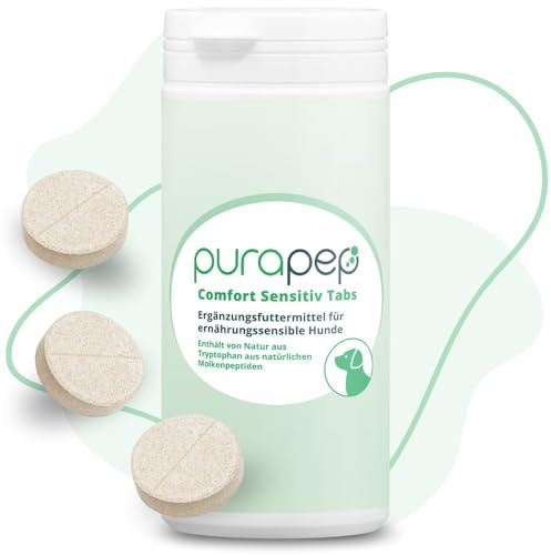 purapep Comfort Sensitiv Tabs – Natürlicher Entspannungs-Komplex für ernährungssensible Hunde – Mit Tryptophan aus Molke, Magnesium und B-Vitaminen – 150 Tabs