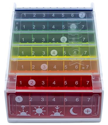 Anabox – Anabox Rainbow NUMBER wöchentliche Pillendose – 7-Tage-Medikamenten-Organizer, 5 Boxen pro Tag – Pillendose mit großem Fassungsvermögen – deutsches Medizinprodukt – BPA-frei