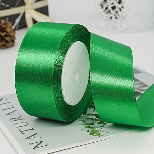 ZHIHUI Satinband Grün 40mm, 22 Meters Dekoration Geschenkband Fein Schleifenband, Stoffband für Luftballons, Hochzeit, Taufe und Geburtstag Geschenke Der Valentinstag Verpackung von Geschenken