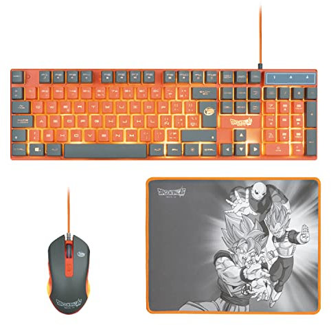 FRTEC - Dragon Ball Super Pack Teclado + Ratón + Alfombrilla (Compatible PC) QWERTY