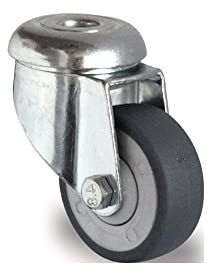 Promat Lenkrolle Rad-Ø 100 mm Tragfähigkeit 100 kg mit Rückenloch Kugellager Gummi grau