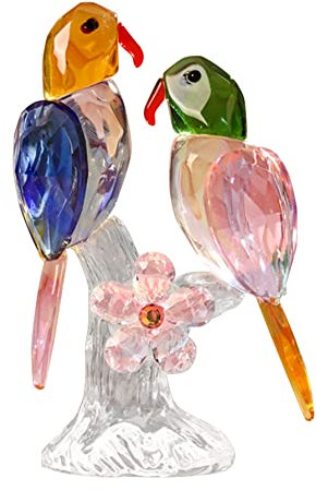 Yangshine Kristall-Doppelvögel-Figuren, Glas-Elster, Tierdekoration, Vogelsammlung, Briefbeschwerer, Tischdekoration, Auto-Dekor, Stil #3