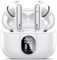 Csasan Cuffie Bluetooth, 2025 Auricolari Bluetooth 5.3 Wireless con Bassi Potenti, ENC Riduzione del Rumore Mic, Cuffiette Display LED, IPX7 Impermeabili Cuffie Senza Fili Bianco