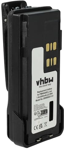 vhbw 1x batteria sostituisce Motorola PMNN4490B, PMNN4490A, PMNN4491 per radio (3000mAh, 7,4V, Li-Ion) + clip