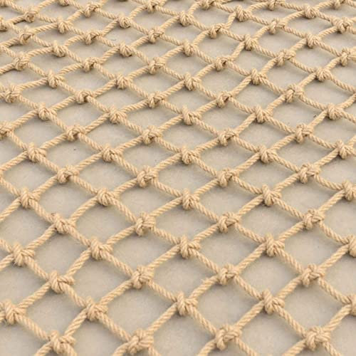 ZARBAILRE Rete in Corda Canapa 1×5m, Rete di Protezione Sicurezza Intrecciata, Rete di Sicurezza Anti-Caduta per Piante Casa Albero Altalena All'aperto Spessore 3 mm, Maglia 15 cm