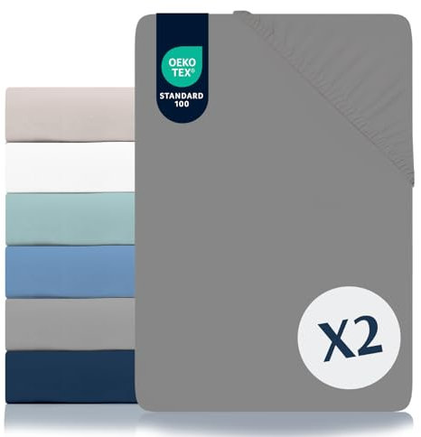 Dreamzie - Spannbettlaken 135x190cm 2er Pack - 100% Polyester Mikrofaser - Oeko TEX Zertifiziert - Kühlendes Spannbettlaken 135x190 - Anthrazit
