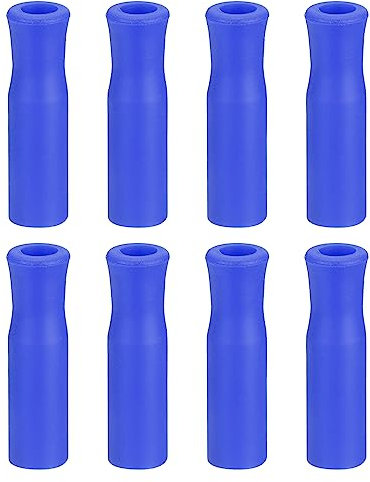sourcing map 8uds Silicona Pajitas Puntas, Metal Pajitas Cubiertas, Suaves Reutilizables Pajitas Puntas para 1/4 Pulgadas(6mm) OD Inoxidable Acero Pajitas, Azul