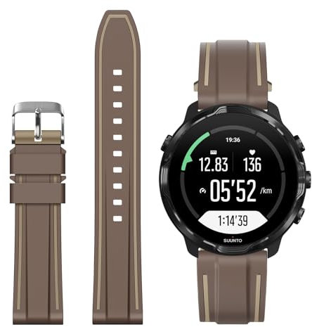 RoYiio Armband Kompatibel mit Suunto 9/Suunto 9 Baro/Suunto 7/Suunto D5/Core Alpha Uhrenarmband, 24mm Sport Silikon Ersatzarmband Armbänder für Suunto Spartan Sport Wrist HR/Baro - Dunkelbraun/Braun