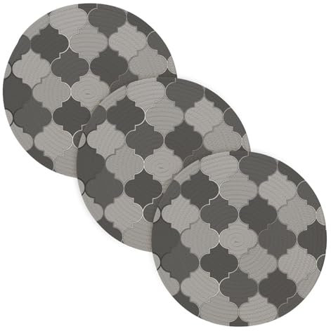 3 Pcs Moroccan Plaid Gray White Trivet Pads for Hot Pots and Pans 15in Cotton Thread Weave Hot Pot Holders for Teapot Spoon Rest for Cooking and Baking