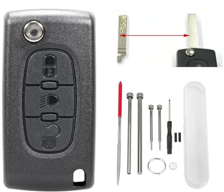 Carcasa de mando a distancia plegable de 3 botones para Peugeot 207 307 308 407 607 807 Citroen C1 C2 C3 C4 C5 C6 con herramientas para quitar pasadores