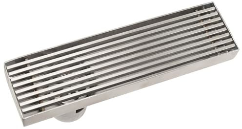 Desagüe de Ducha Lineal con Rejilla Desagüe de Piso de Acero Inoxidable de 20 Cm Desagüe de Piso de Ducha Rectangular para Baño de Tubería de 2,0 Pulgadas (Drenaje lateral)