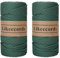 Likeecords 2 Rollen Makramee Garn 4mm x 130m Premium Polyester Kordelband Polypropylene Yarn Nylonschnur für Handwerk Häkelgarn für Taschen Wohndekorationen Umhängetasche Handtasche（Fagiolo Verde）