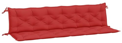 vidaXL Lot de 2 Coussins de Banc de Jardin, Revêtement de Banc avec Jeux de Cordes, Coussin d'Extérieur Imperméable, Rouge 200x50x7 cm Tissu Oxford