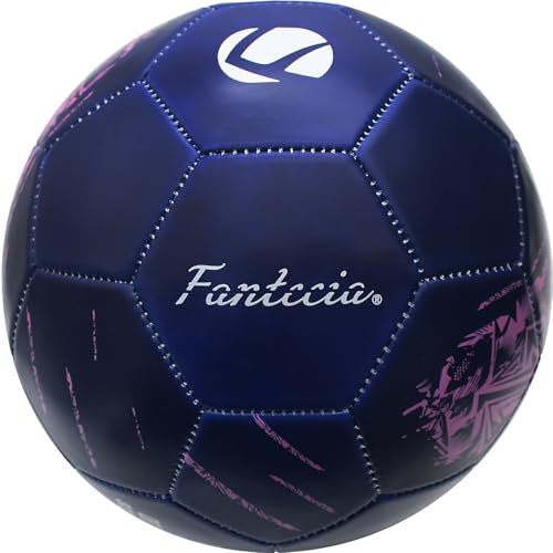 Fantecia Fußball Offizielle Größe 5 mit Pumpe, Training Leder Fussball für Jugend und Erwachsene, Indoor Outdoor Spiel Fußball