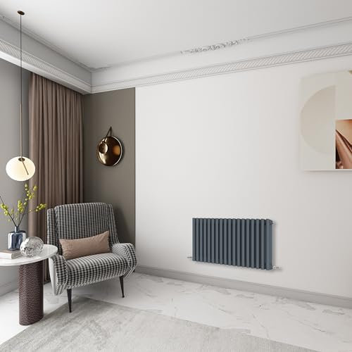 Huibathroom 600x1010mm Anthracite Cast Iron Horizontal Triple Column Traditional Central Heating Radiators