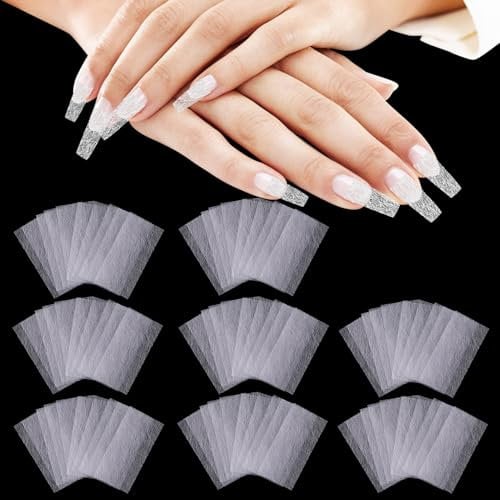 NICENEEDED 80 Pcs Nail Extension Silk Fiberglass, Nail Wrap Fiber Stickers, Nail Care Fiberglass Non-Woven French Nail Warp Nail Art Quick Extension for Gel Extension Nail Art Tools