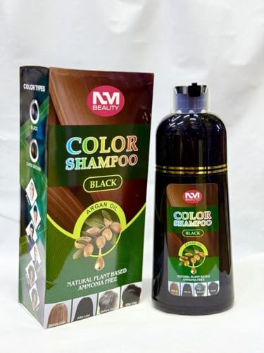 NM Beauty argan oil and natural plant based ammonia free hair coloring shampoo, black hair shampoo (250 ml)