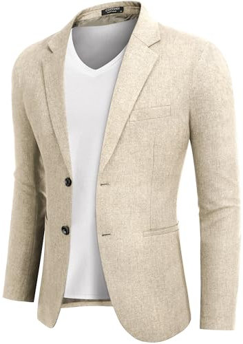 COOFANDY Chaqueta de traje para hombre, deportiva, de negocios, corte regular, monocolor, 2 botones, para el tiempo libre, caqui, XXL