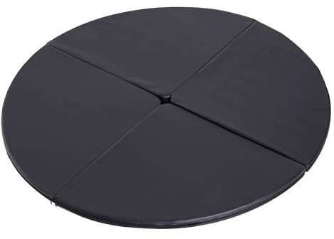 HOMCOM Tapis de pole dance pliable - pole dance mat - tapis de protection Ø 150 cm épaisseur 5 cm - revêtement plastique noir