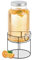Relaxdays Dispensador de Bebidas con Soporte, Grifo y Tapa, Cristal, Surtidor de Agua y Limonada, 6 L, Transparente, Caucho, 43 x 19.5 x 24 cm