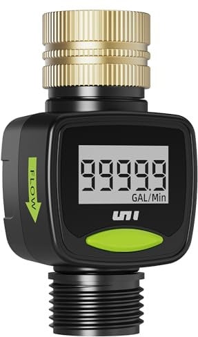 Unistyle Débitmètre d'eau pour camping-car, tuyau à 360 ° avec métal d'entrée en laiton, précision de mesure ±5 %, mesure la consommation de gallons / litres
