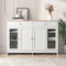 entapuk Buffet en Bois Blanc, Quatre Portes, Deux tiroirs, salon, Salle à Manger- Plateau Aspect Bois Clai - 120 L x 37 B x 80H(cm)
