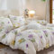 Freyamy Blumen Bettwäsche 135x200cm 2teilig Weiß Lila Bunt Blätter Pflanzen Floral Wendbar Bettwaren-Sets 100% Microfaser Blumenmuster Mädchen Bettbezug mit Reißverschluss und Kissenbezug 80x80cm