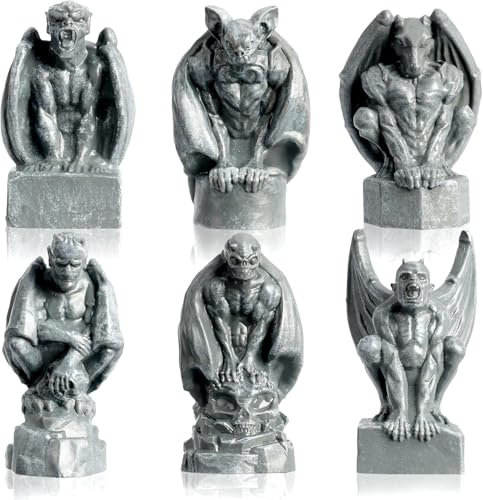 GW Box 6pc Mini Gargoyle Figurines Small Gargoyles Miniature Evil Gargoyles Figurines Gargoyles Sculpture Decoration Ornaments for Halloween Decorations Accessories and Home Decor