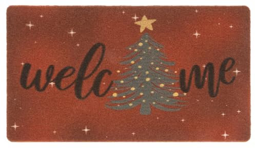 Frohe Weihnachten Willkommens-Haustürmatte für Außen- und Inneneingang – künstliche Kokosmatte für den Winter, Weihnachtsdekoration (73,7 x 43,2 x 1 cm)