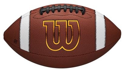 Wilson GST SpeedSkin Football, Mit Außenhülle aus Leder und ACL-Präzisionsschnürung, Für verbesserten Grip und präzise Würfe, Farbe: Braun, Juniorgröße