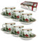 ARCA, Set di 6 Tazze da Caffè con Piattino in Porcellana, per 6 Persone, con Decorazione Natalizia Christmas Land, Resistenti e Durature, Ideali per la Tavola, Idea Regalo di Natale, 4,5x5,5 cm