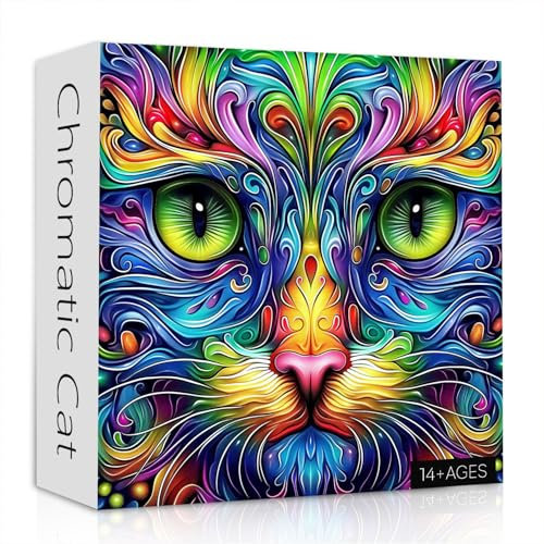 Katzen-Puzzles für Erwachsene, 1000 Teile, Fantasie-Tier-Kätzchen, abstraktes Kunst-Puzzle, buntes lustiges Katzen-Puzzle, Kätzchen, unmögliche Harte Herausforderung Puzzle für Erwachsene