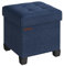 SONGMICS Storage Ottoman, Foldable Small Ottoman Foot Rest, 38 x 38 cm Foot Stool, Ottoman with Storage, Load up to 300 kg, for Living Room, Bedroom, Dorm, Midnight Blue LSF014I51