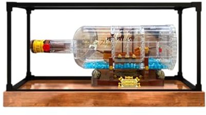 TRUSTFAR Vetrina in acrilico antipolvere progettata per LE-GO 21313 modello di blocco medio per bottiglie di nave media, scatola trasparente, scatola espositiva compatibile con Le-go 21313. (senza