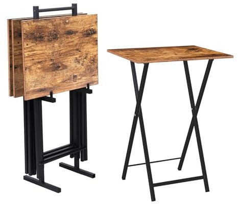 Computer Desk Folding TV Tray Tables, Set of 4 TV Trays with Storage Rack,Snack Table Side Table for Eating coffee tables for living Room