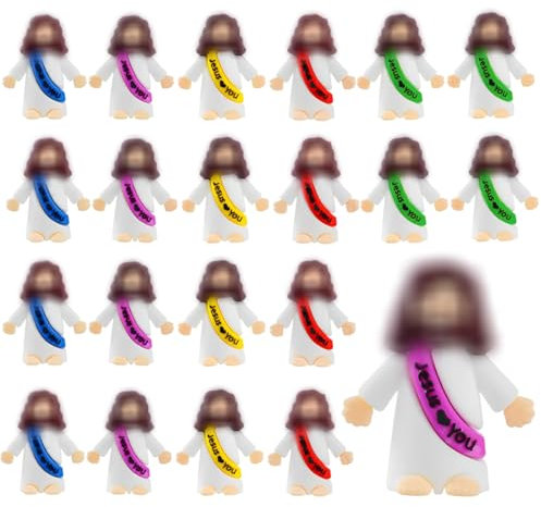 20 Stück Jesus Figur, Mini Jesus Aufwendig Detaillierte für die Krippe Szene für Weihnachten, Jesus Bastelset Taufgeschenke Ostereierfüller, Gastgeschenk für Religiöses Fest & Weihnachts - Mehrfarbig